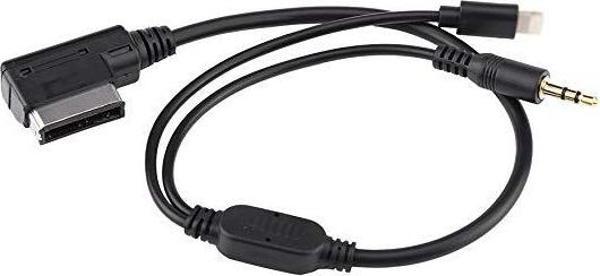 Vw Audi ile Uyumlu 3.5 mm Aux Kablosu ve iPhone Lightning Şarj Sku2 - Image 1