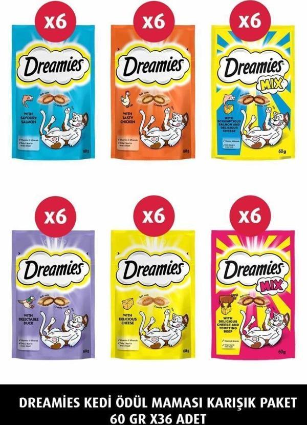 Dreamies Kedi Ödül Maması Karışık Paket 60 Gr X 36 Adet - Image 1