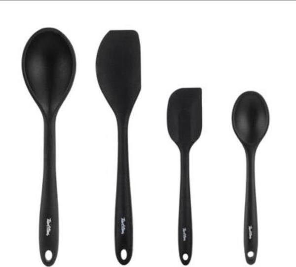 Tantitoni Füme Renkli Silikon 4 Lü Kaşık Ve Spatula Seti (ELVİN HOME CONCEPT) - Image 1