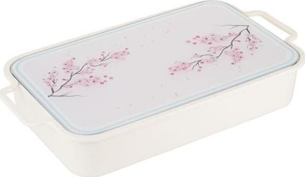 Tantitoni Beyaz Melamin Cam Kapaklı Sakura Kahvaltılık 6lı - Image 1