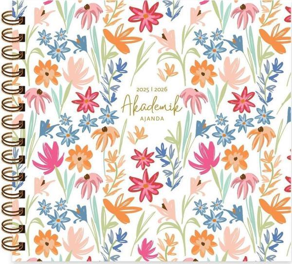 Keskin 16*16 Spiralli Akademik Ajanda - Flora - Image 1