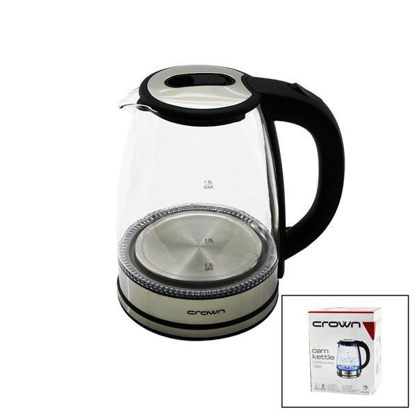 CAM - LEDLİ  KETTLE   1.8LT   1500W   ÇELİK TABAN - KROM KAPAK  360° GÖVDE   PLASTİK KULP-Findit - Image 1