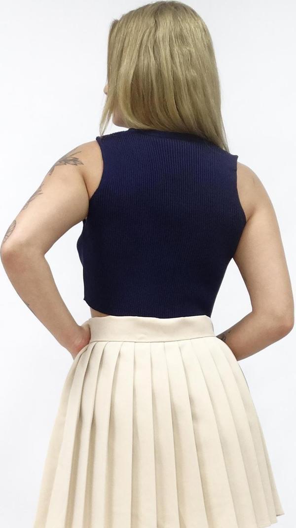 Kadın Yakalı Düğmeli Triko Bluz Beyaz Büstiyer - Image 1