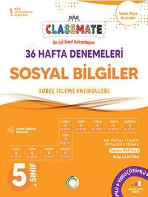Okyanus Yayınları 5. Sınıf Sosyal Bilgiler Classmate 36 Hafta Denemeleri - Okyanus Eğitim - Image 1