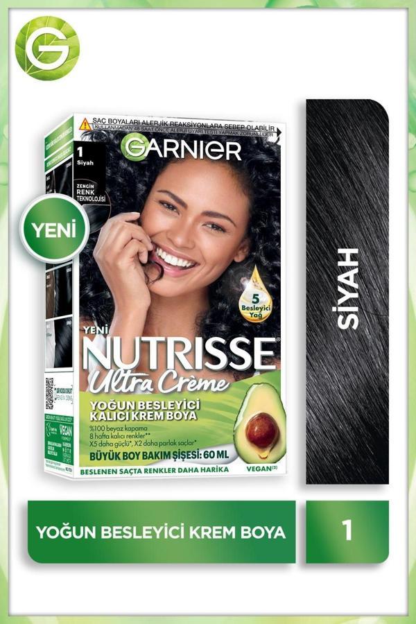 Garnier Nutrisse Yoğun Besleyici Kalıcı Krem Saç Boyası 1 Siyah - Image 1