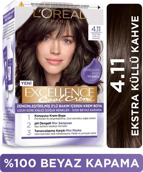 L’Oréal Paris Excellence Cool Creme Saç Boyası – 4.11 Ekstra Küllü Kahve - Image 1