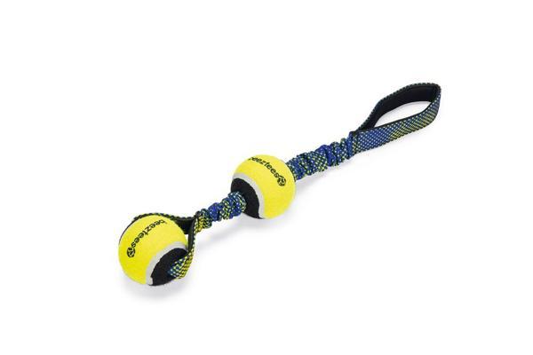 Beeztees Köpek Oyuncağı, Yüzen, Tutamaçlı İki Tenis Topu, Mavi/Sarı, 44x6,3x6,3cm - Image 1
