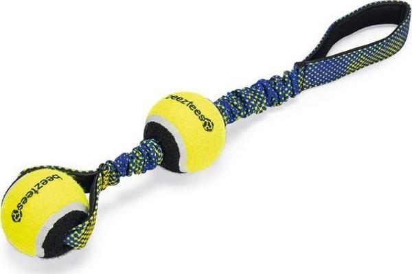 Beeztees Köpek Oyuncağı, Yüzen, Tutamaçlı İki Tenis Topu, Mavi/Sarı, 44x6,3x6,3cm - Image 1