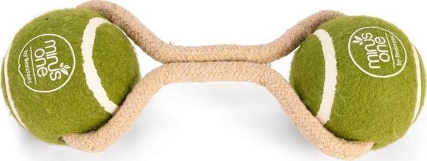 Beeztees Köpek Oyuncağı, İpli İki Tenis Topu, Kauçuk, Gri/Kahverengi, 21cm, Top 6,3cm - Image 1