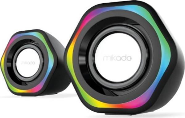 Mikado MD-176 2.0 3W-2 Siyah RGB Aydınlatmalı USB + 3.5mm USB 5V Speaker Hoparlör - Image 1