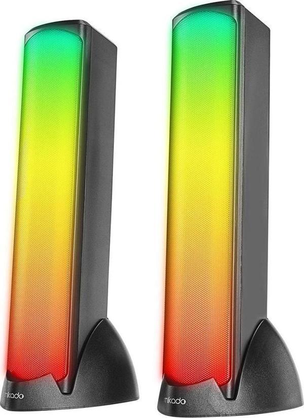 Mikado MD-183 2.0 3W-2 Bluetooth Siyah RGB Aydınlatmalı USB + 3.5mm USB 5V Speaker Hoparlör - Image 1