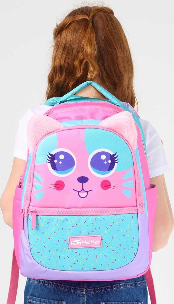 Elatae Su Geçirmez Kumaş Kız Çocuk Çok Gözlü Ortopedik Sırt Okul Çantası L5145 - Image 1