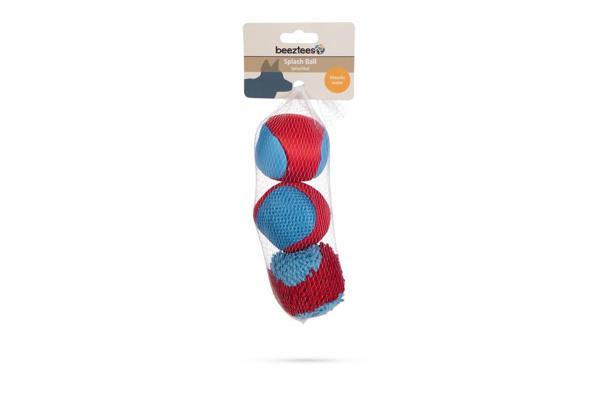 Beeztees Köpek Oyuncağı, Yüzen, İçi Su Dolabilen Toplar, Mavi/Kırmızı, 3 Adet, 6,2cm - Image 1