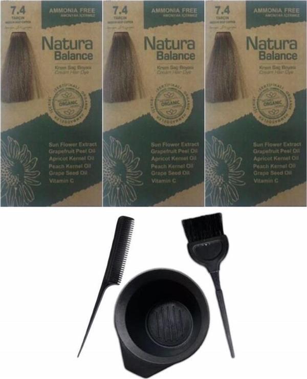 NATURA BALANCE SAÇ BOYASI 7.4 TARÇIN 3 ADET+SAÇ BOYAMA SETİ - Image 1