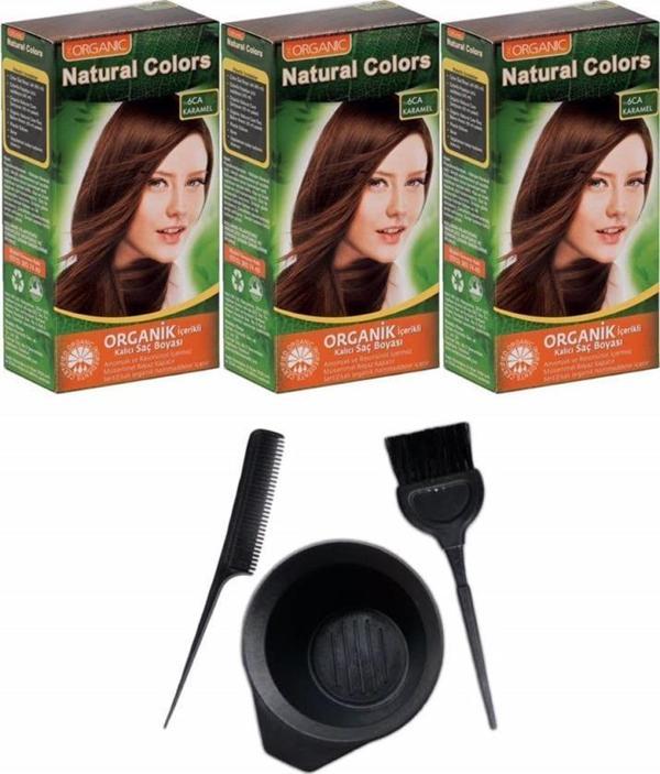 NATURAL COLORS 6C KOYU KÜLLÜ KUMRAL 3 ADET+SAÇ BOYAMA SETİ - Image 1