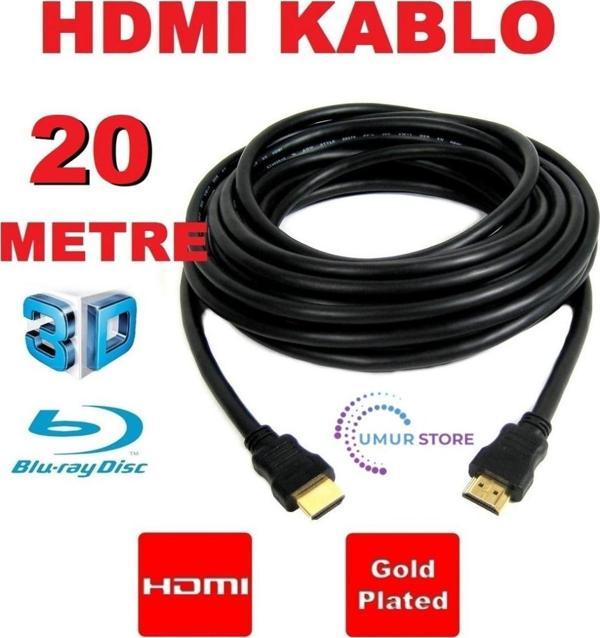 20MT 20 Metre Hdmi Kablo Filtreli Altın Uçlu Yüksek Kalite Full Hd 1080P Hd Hecid Hejdi Siyah Pvc - Image 1