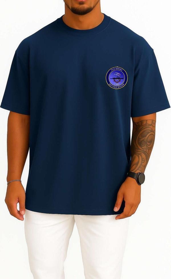 Oversize TCG Göksu F-497 Cep ve Sırt Tasarımlı Unisex T-Shirt - Image 1