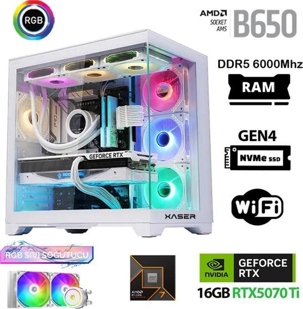 Xaser Velox x130 Ryzen 7 9800X3D 32GB DDR5 Ram 1TB M.2 NVMe SSD 16GB RTX5070Ti Masaüstü Oyuncu Bilgisayarı - Image 1