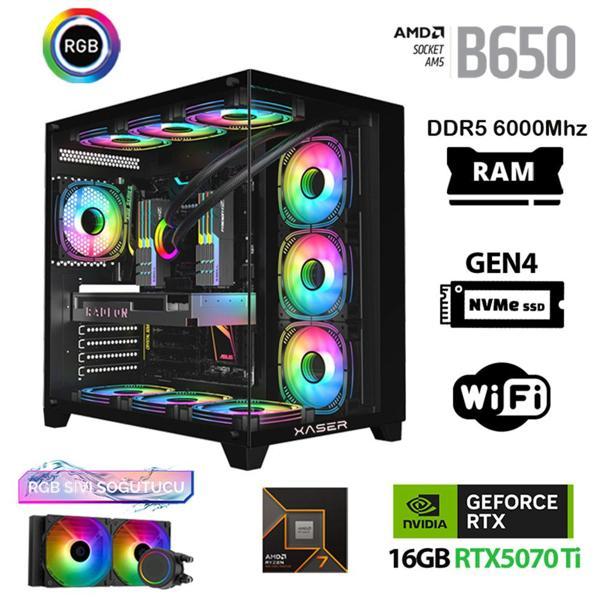 Xaser Velox x150 Ryzen 7 9800X3D 64GB DDR5 Ram 2TB M.2 NVMe SSD 16GB RTX5070Ti Masaüstü Oyuncu Bilgisayarı - Image 1