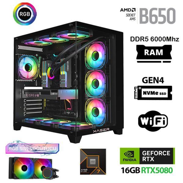 Xaser Velox x210 Ryzen 7 9700x 32GB DDR5 Ram 1TB M.2 NVMe SSD 16GB RTX5080 Masaüstü Oyuncu Bilgisayarı - Image 1
