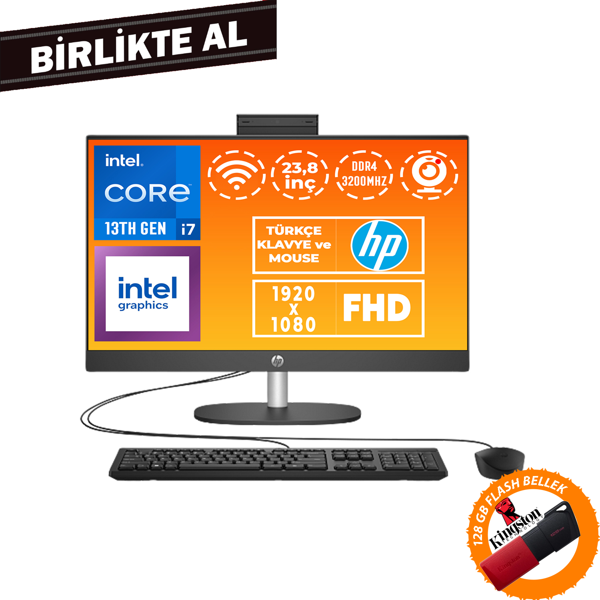 HP ProOne 240 G10 i7-1355U 16GB 512GB SSD 23.8" FHD Freedos + 128 GB Flash Disk B6JC8ES 025 - Image 1