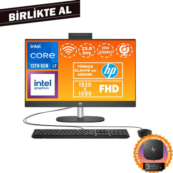 HP ProOne 240 G10 i7-1355U 16GB 512GB SSD 23.8" FHD W11P + Docking Station B6JC8ES 038 - Image 1
