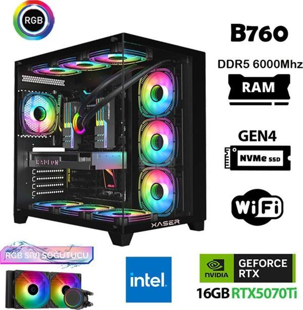 Xaser Velox X370 i7 14700f 32GB DDR5 Ram 1TB M.2 NVMe SSD 16GB RTX5070Ti Masaüstü Oyuncu Bilgisayarı - Image 1