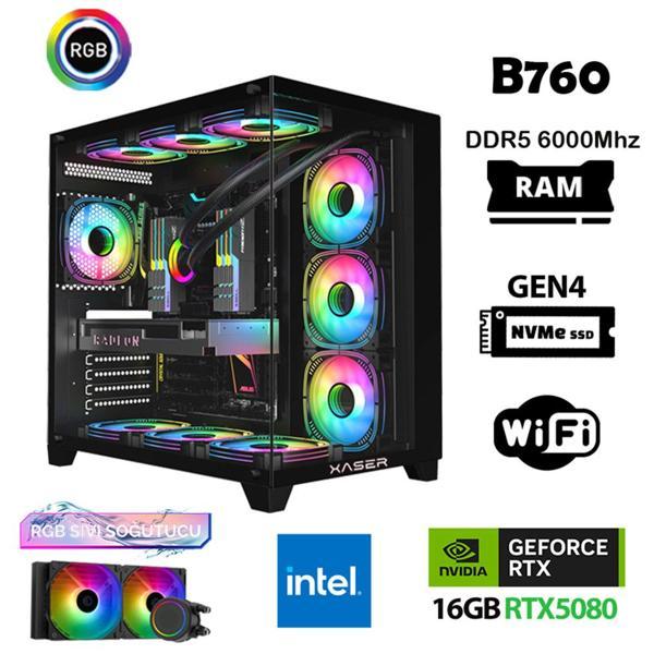 Xaser Velox X410 i7 14700f 32GB DDR5 Ram 1TB M.2 NVMe SSD 16GB RTX5080 Masaüstü Oyuncu Bilgisayarı - Image 1
