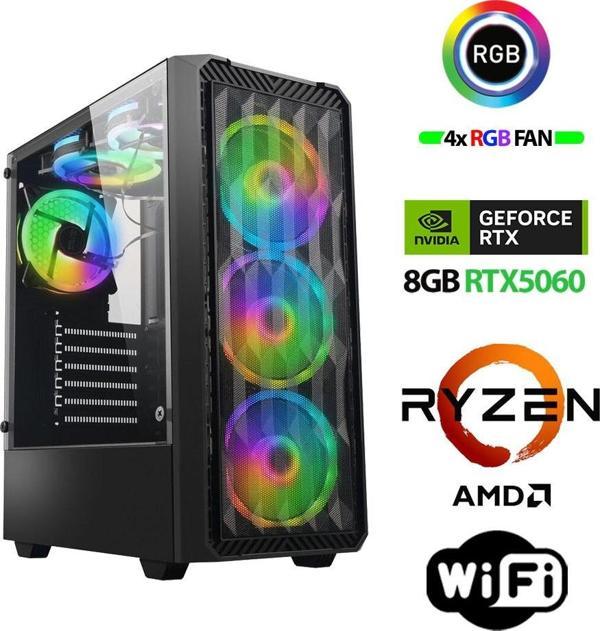 Xaser Velox x460 Ryzen 5 7600 16GB DDR5 Ram 1TB M.2 NVMe SSD 8GB RTX5060 Masaüstü Oyuncu Bilgisayarı - Image 1