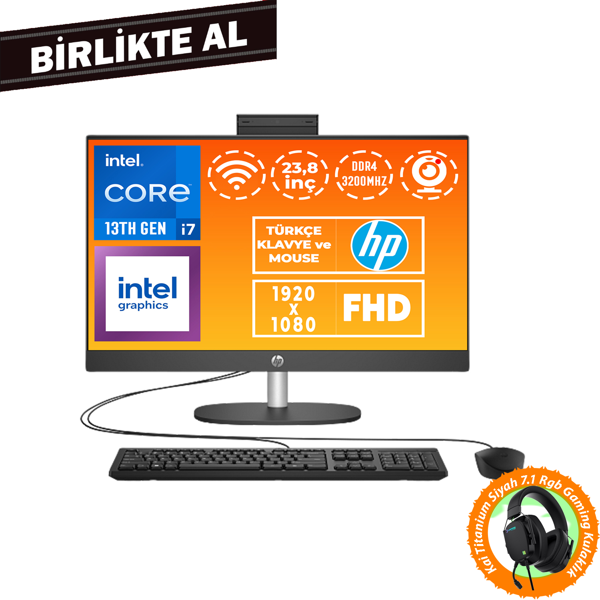HP ProOne 240 G10 i7-1355U 32GB 512GB SSD 23.8" FHD W11P + Gaming Kulaklık B6JC8ES 046 - Image 1