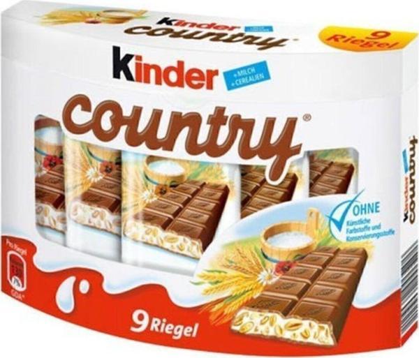 Kinder Country Sütlü Yer Fıstıklı Çikolata 9 Bar - Image 1