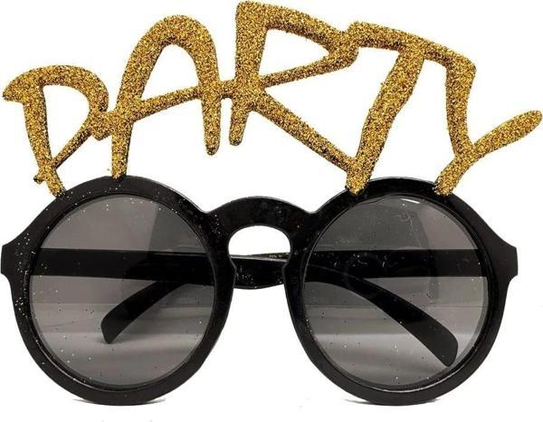 Nessiworld Altın Simli Party Yazılı Parti Gözlüğü Show 15x7 cm - Image 1
