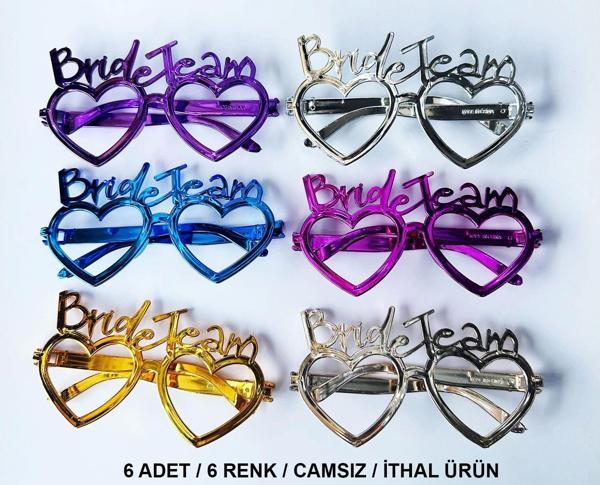 Kalpli Bride Team Gözlük Seti 6 Renk - Kına & Düğün Partileri İçin - Image 1
