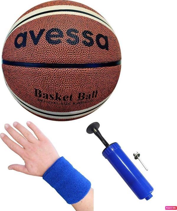 Avessa Bt-170 Outdoor Kauçuk 8 Panel Basketbol Topu No 6 + Top Pompası + Havlu Bileklik - Image 1