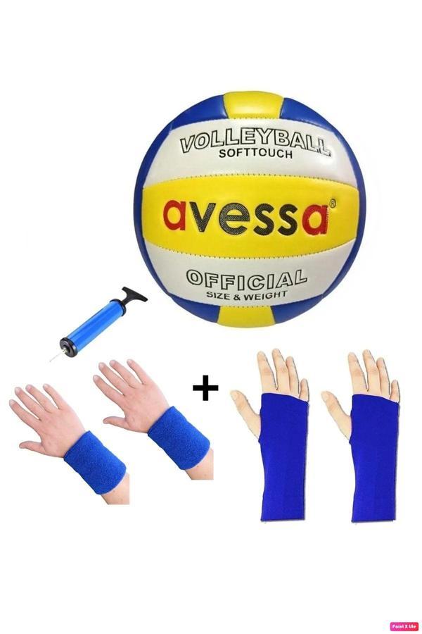 Avessa Vl-1000 Set Voleybol Topu Soft Touch Deri 3 Astar + Pompa + Çift Kolluk + Çift Havlu Bileklik - Image 1