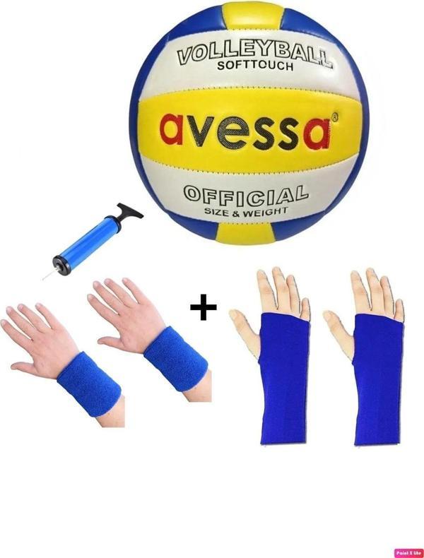 Avessa Vl-1000 Set Voleybol Topu Soft Touch Deri 3 Astar + Pompa + Çift Kolluk + Çift Havlu Bileklik - Image 1