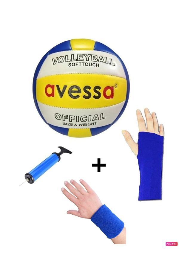 Avessa Vlb-1000 3'Lü Set Deri Soft Touch 3 Astar Dikişli Voleybol Topu Pompa Kolluk Havlu Bileklik - Image 1