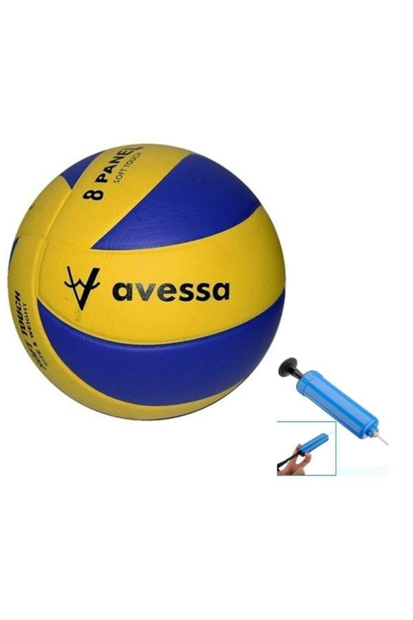 Avessa Vl400 Voleybol Topu 8 Panel Sarı Mavi 5 Numara Voleybol Topu + Top Pompası - Image 1