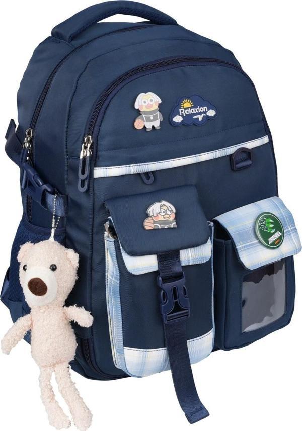 Relaxion 1450 Lacivert İthal Kore Tarzı Unisex İlkokul Çocuk  Sırt Çantası - Image 1