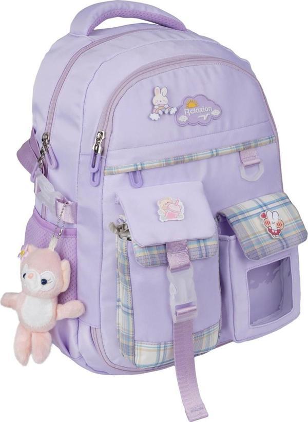 Relaxion 1450 Lila İthal Kore Tarzı Unisex İlkokul Çocuk  Sırt Çantası - Image 1