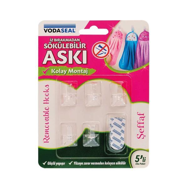 VodaSeal İz Bırakmadan Sökülebilir Küçük Askı - 5 Parça - Şeffaf - Image 1