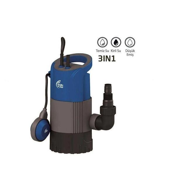 RainPump CD900P 3N1 Plastik Gövdeli Düşük Emiş Drenaj Dalgıç Pompa - Image 1