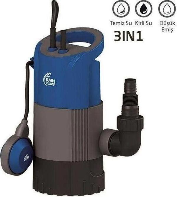 RainPump CD900P 3N1 Plastik Gövdeli Düşük Emiş Drenaj Dalgıç Pompa - Image 1
