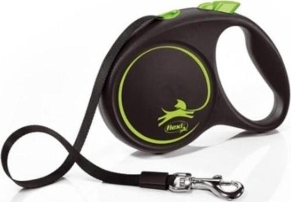 Flexi Black Design 5M Şerit M Yeşil Otomatik Köpek Gezdirme Tasması - Image 1