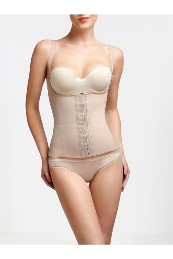 Sweet&Sweat Kadın Tenlatex Korse Askılı C?Elik Balenli S?Ekillendirici 3 Kademeli Agraflı Lateks Bel Korsesi - Image 1