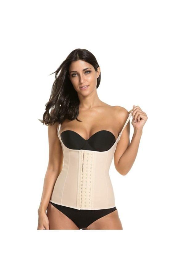 Dr. Cornell Kadın Ten Latex Korse Askılı C?Elik Balenli 3 Kademeli Agraflı S?Ekillendirici Lateks Bel Korsesi - Image 1