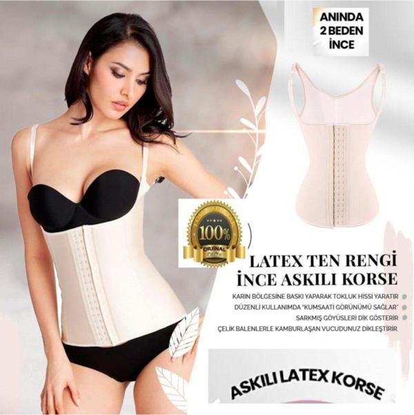 Dr. Cornell Askılı Çelik Balenli 3 Kademeli Agraflı Şekillendirici Latex Extra Sıkı Göbek Korsesi - Image 1