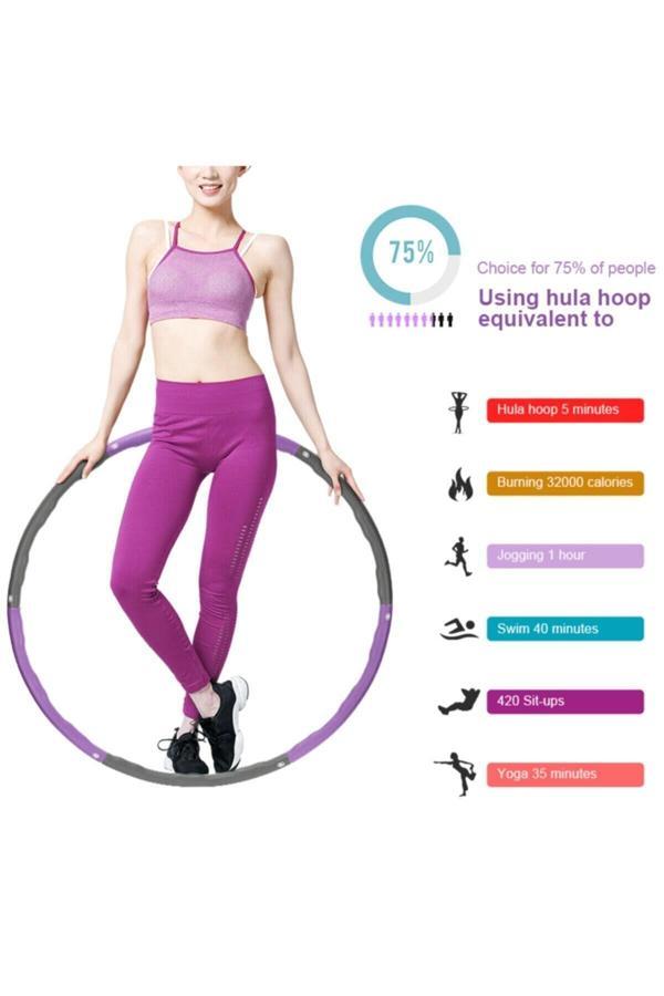 Povit 1500 Gr Ağırlıklı Hulahop Çemberi 6 Parça 100 Cm Çapında Geçmeli Pilates Egzersiz Hulahoop Çemberi - Image 1
