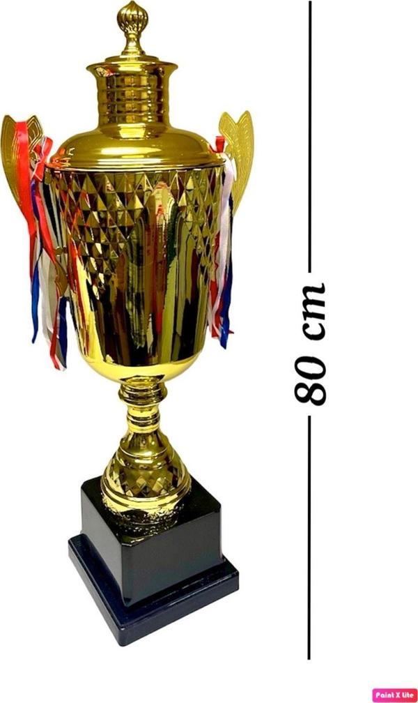 Avessa 80 Cm Kahverengi Zemin Kapaklı Gold Kaplama Kupa Her Spor Branşına Uygun Metal Ödül Kupası - Image 1