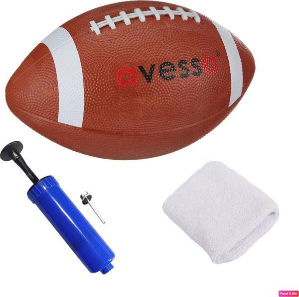 Avessa Kauçuk Amerikan Futbol Topu 430 Gr Standart Boy + Pompa + Havlu Bileklik - Image 1